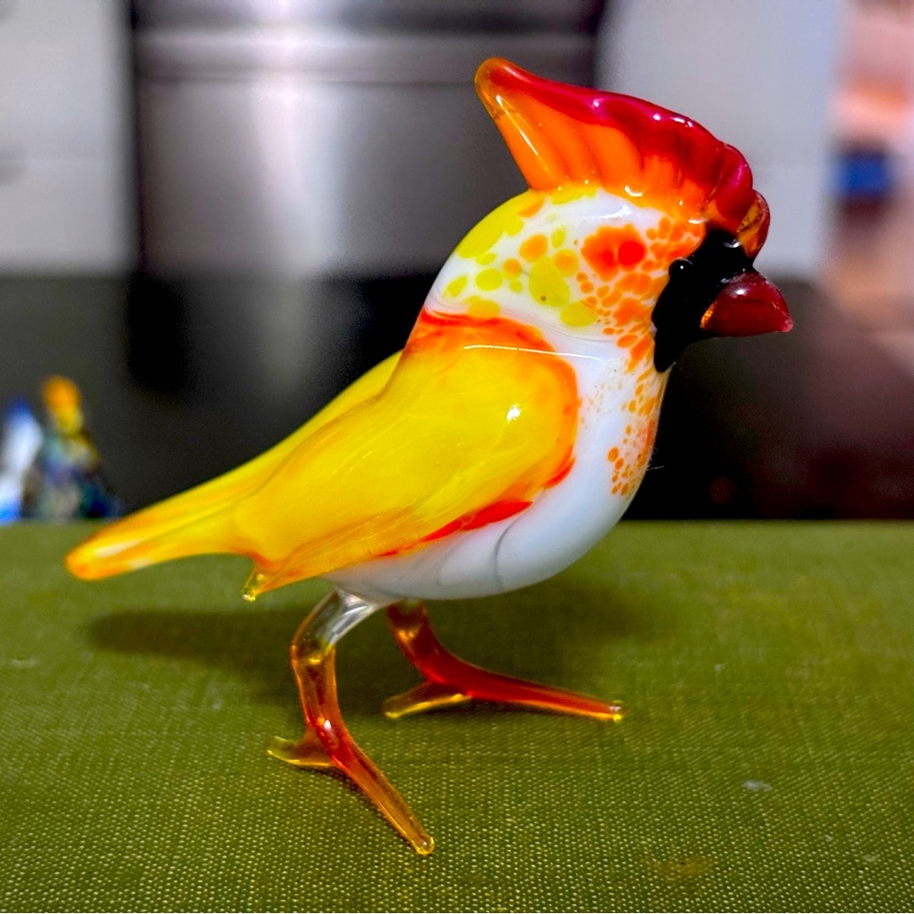 Small Handblown Glass Bird Figurine • Millefiore Art Glass • Murano Art Glass